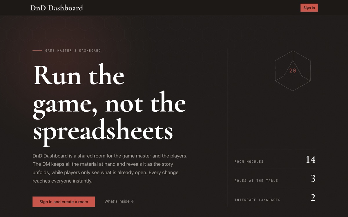 DnD Dashboard — dnd.vr9.pro